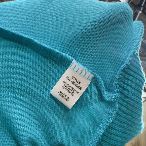 Zenana Women's Size L Turquoise Blue Brass Button Up Cardigan Sweater #3515 - Picture 7 of 8